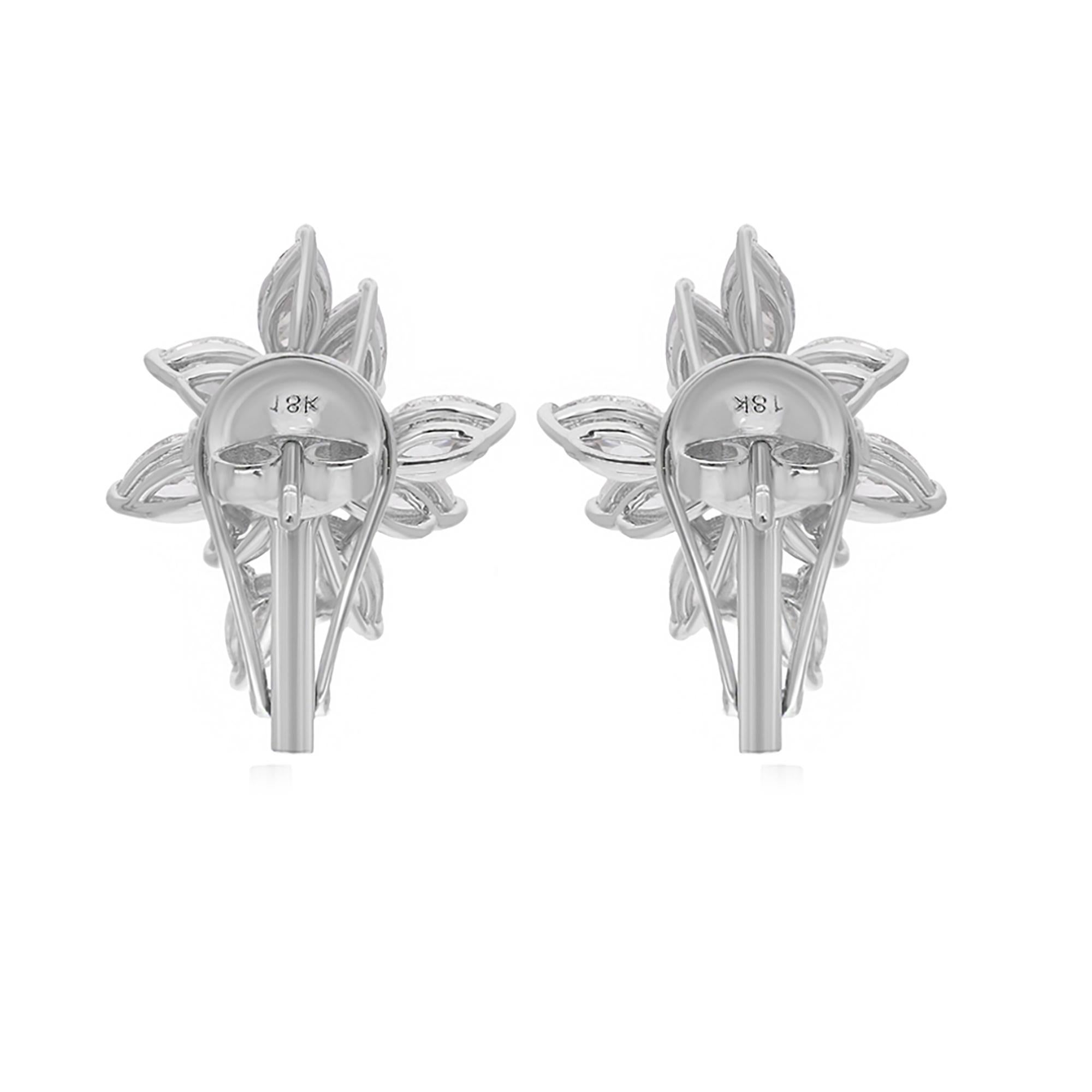 4.07 Carat Pear & Marquise Diamond Stud Earrings 14 Karat White Gold Jewelry Pour femmes en vente