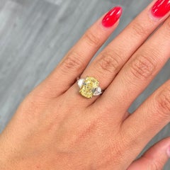 4.07 Carat Radiant Diamond Ring Fancy Yellow 14K White Gold