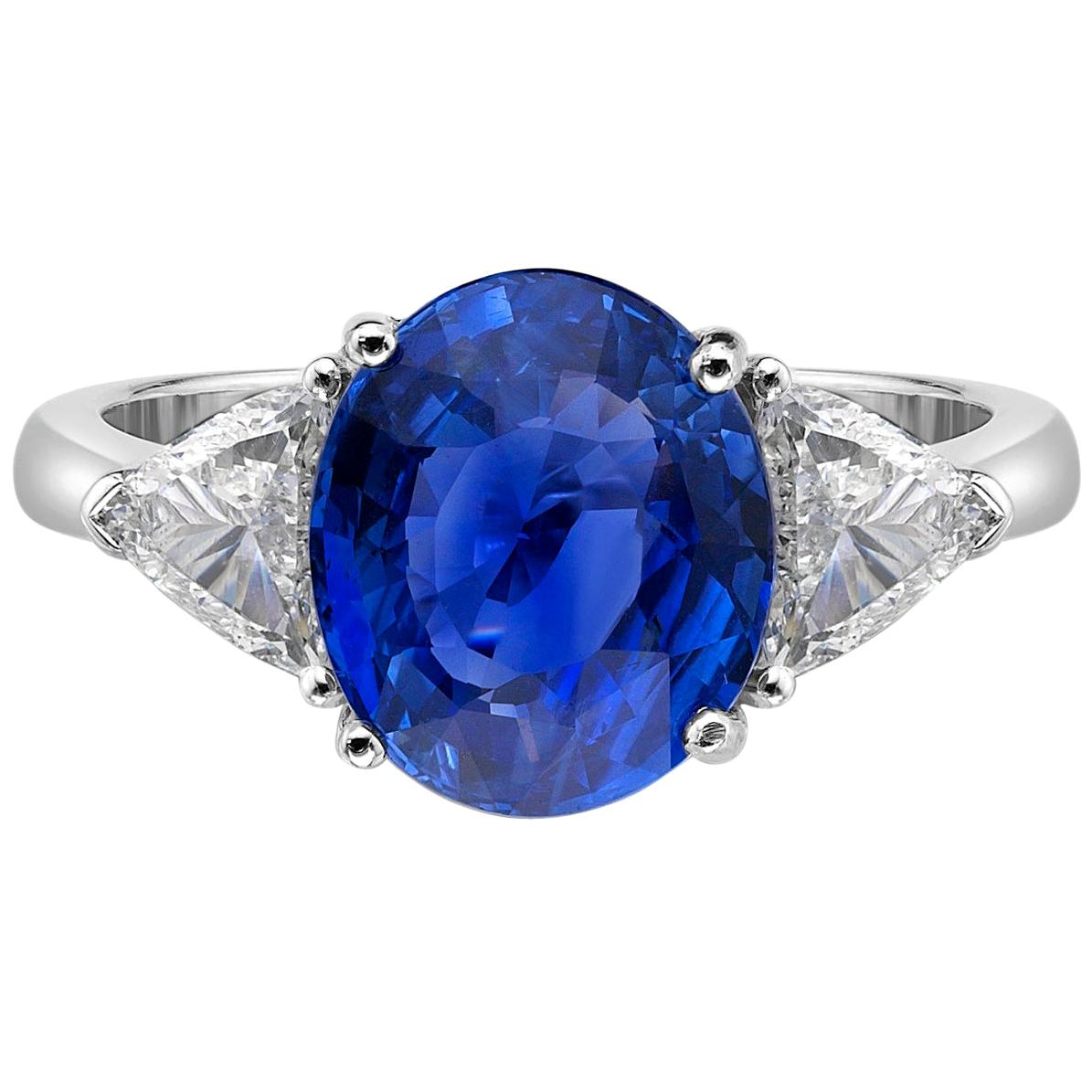 4.07 Carat Sri Lanka Sapphire GIA Certified Unheated Ceylon Ring Oval Cut