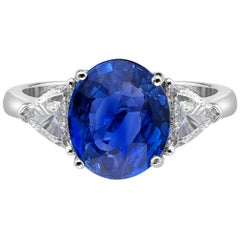 gia certificate sri lanka 4.07 Carat Sri Lanka Sapphire GIA Certified Unheated Ceylon Ring Oval Cut