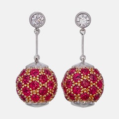 4.07 Carat Ruby and Diamond Earrings In 18 Karat White Gold