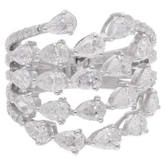 4,07 Quilates Si Claridad Hi Color Anillo Cóctel Diamante Pera Oro Blanco 18 Kilates