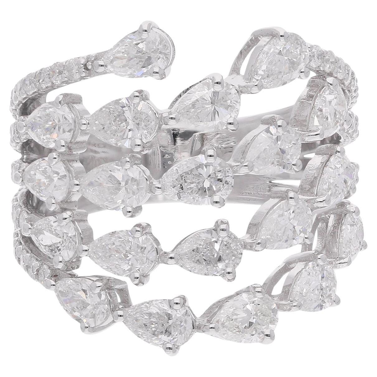 4,07 Karat Si Clarity Hi Color Birnen-Diamant-Cocktailring aus 18 Karat Weißgold