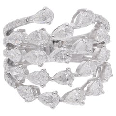 Bague cocktail en or blanc 18 carats avec diamants taille poire de 4,07 carats de pureté Si
