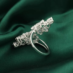 4.07 Carat SI/H Pear Diamond Bypass Cocktail Ring 14 Karat White Gold