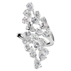 4.07 Carat SI/H Pear Diamond Bypass Cocktail Ring 14 Karat White Gold