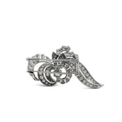 4.07 Carats Total Round Brilliant Cut Diamond Antique Style Brooch in White Gold