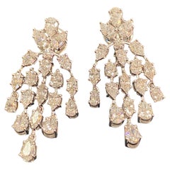4.07 Carats F/VS1 Pear & Marquise Diamonds Dangle Earrings in 18K White Gold