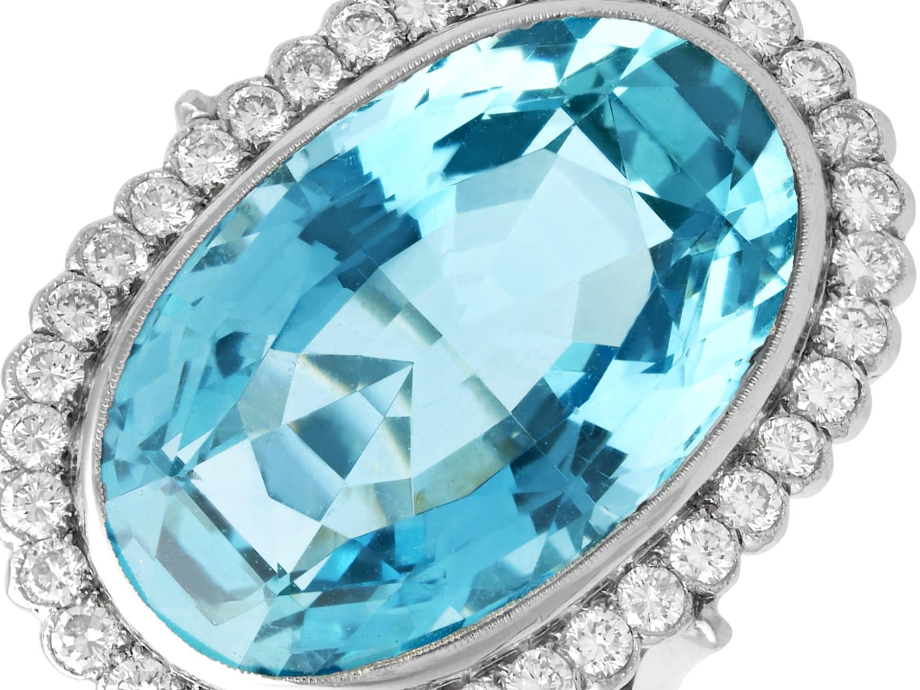 Women's or Men's 40.72 Carat Aquamarine and 1.82 Carat Diamond Platinum Cocktail Ring For Sale
