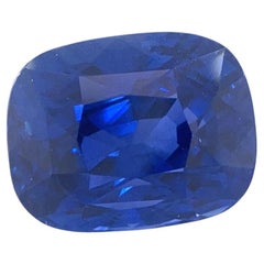 4.07 Carat Cushion Vivid Intense Royal Blue Sapphire GIA Certified Sri Lanka