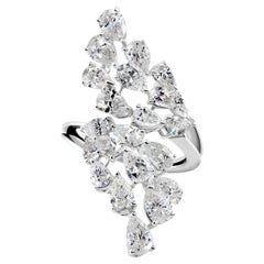 4.07ct Pear Cut Diamond Cluster Bypass Ring 18K White Gold