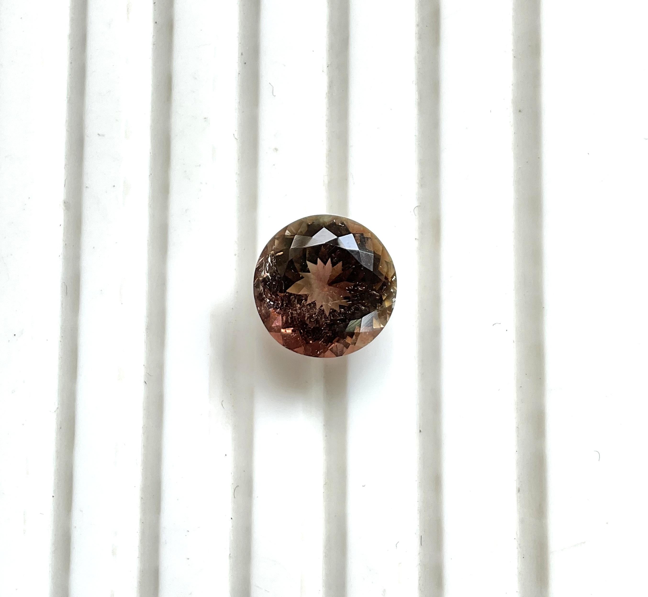 Round Cut 4.08 Carat Brown Tourmaline Round Faceted Cut Stone For Jewelry Natural Gemstone For Sale