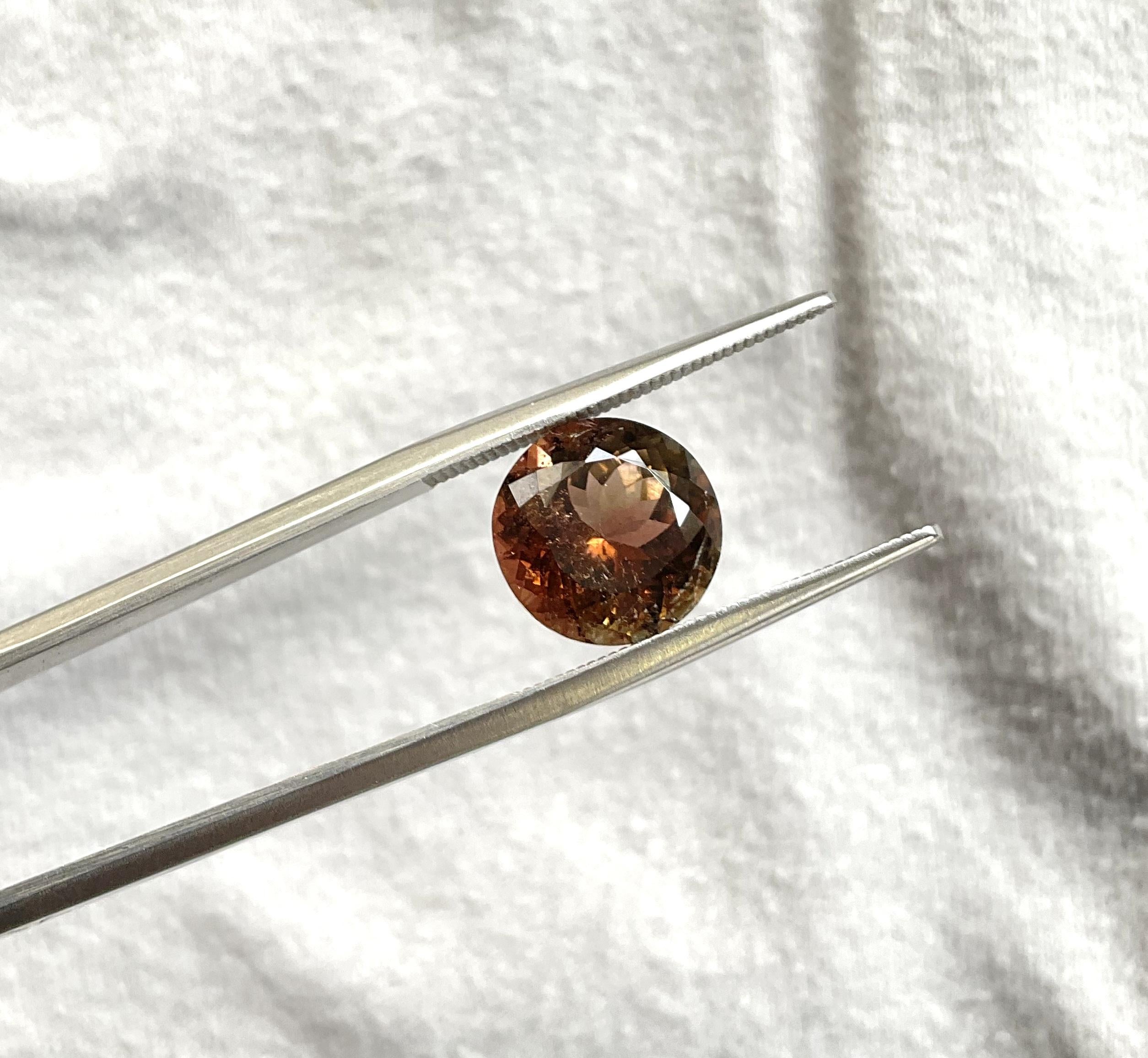 4.08 Carat Brown Tourmaline Round Faceted Cut Stone For Jewelry Natural Gemstone For Sale 1