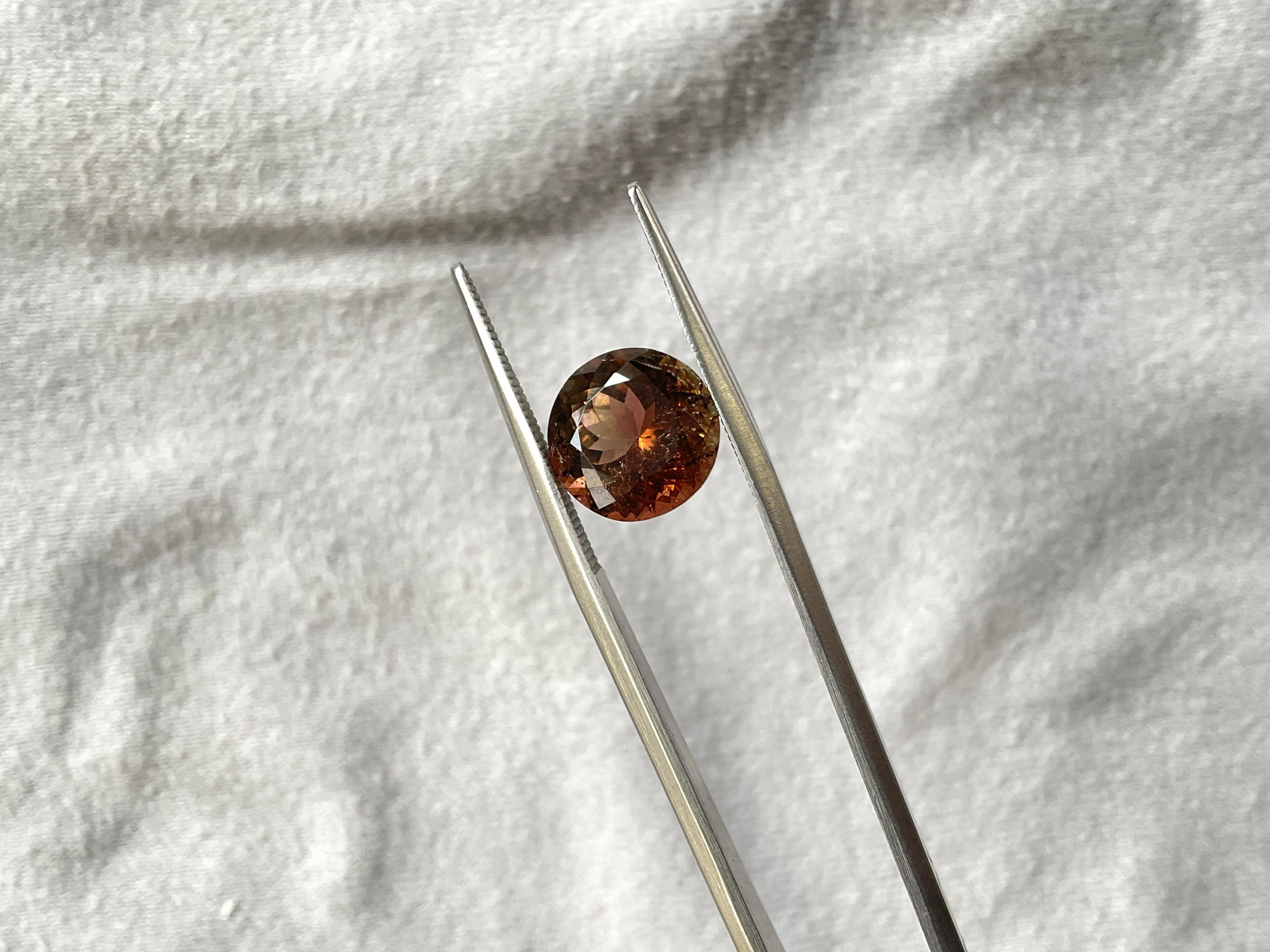 4.08 Carat Brown Tourmaline Round Faceted Cut Stone For Jewelry Natural Gemstone For Sale 2