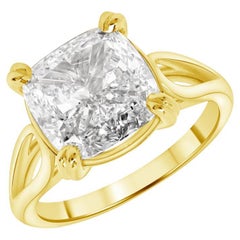 4.08 Carat Cushion Statement Brilliant White 18K White Gold A Classic Statement