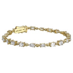 4.08 Carat Diamond Tennis Bracelet with Mixes Shapes 14K Gold 