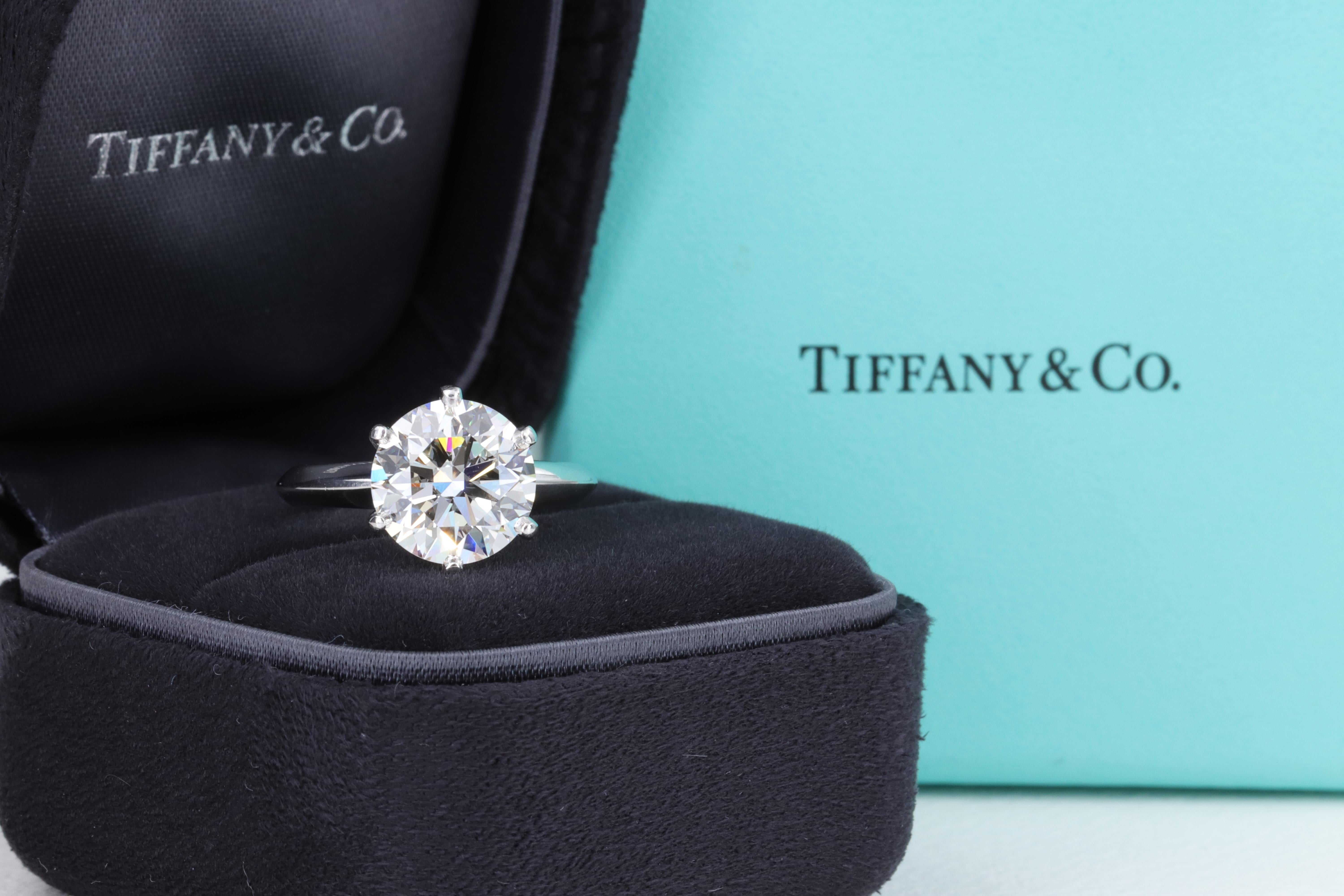 4.08 Carat I VS1 Tiffany & Co. Platinum Solitaire Engagement Ring

Includes original Tiffany & Co. box, diamond grading report and valuation report. 