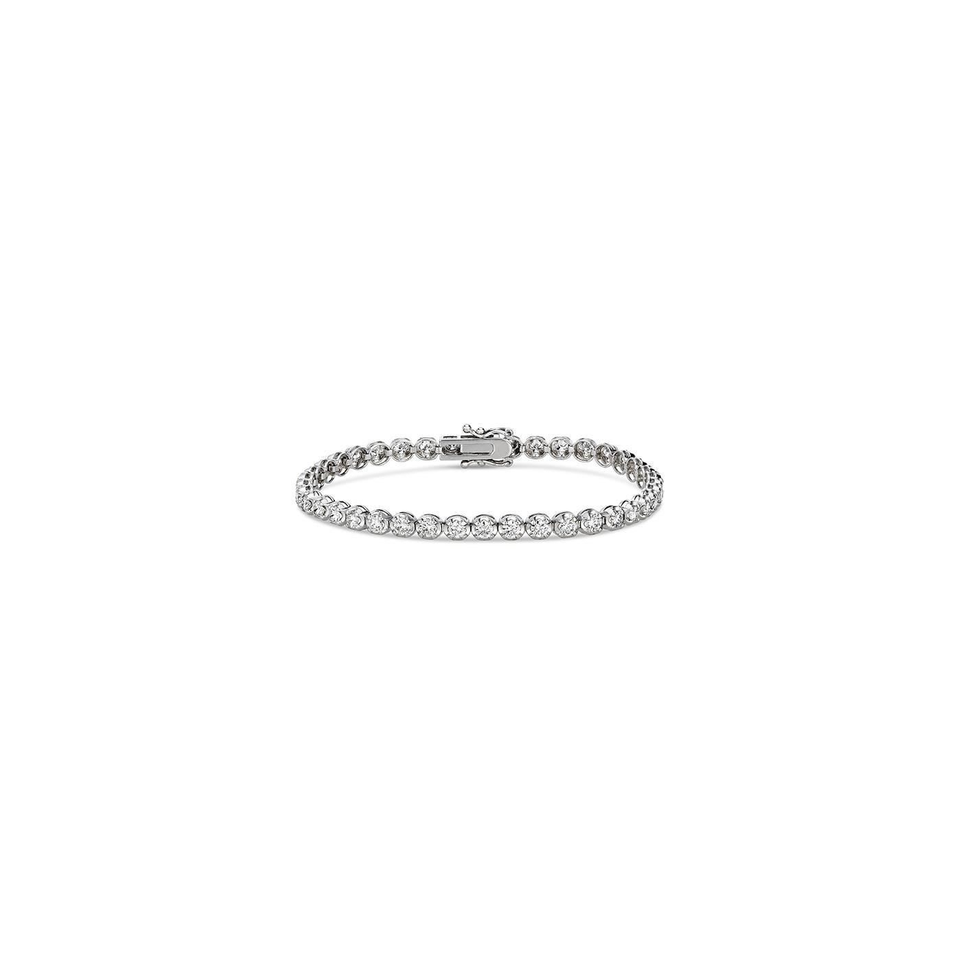 4.08 Carat Natural Diamond Buttercup Bracelet G-H SI 14K White Gold 7'' Pour femmes en vente