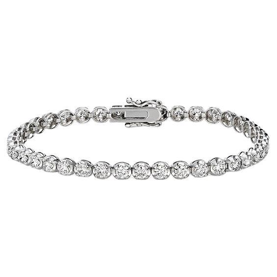 4.08 Carat Natural Diamond Buttercup Bracelet G-H SI 14K White Gold 7'' en vente