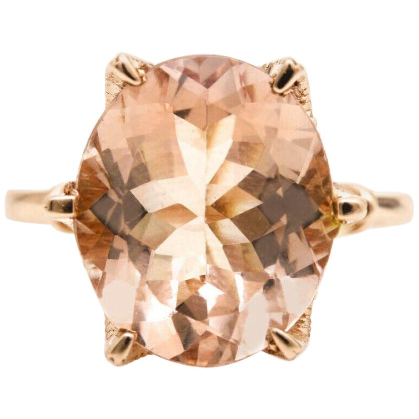 4.08 Carat Natural Morganite and Diamond 14 Karat Solid Rose Gold Ring For Sale