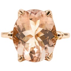 Bague en or rose massif 14 carats avec diamants et morganite naturelle de 4,08 carats
