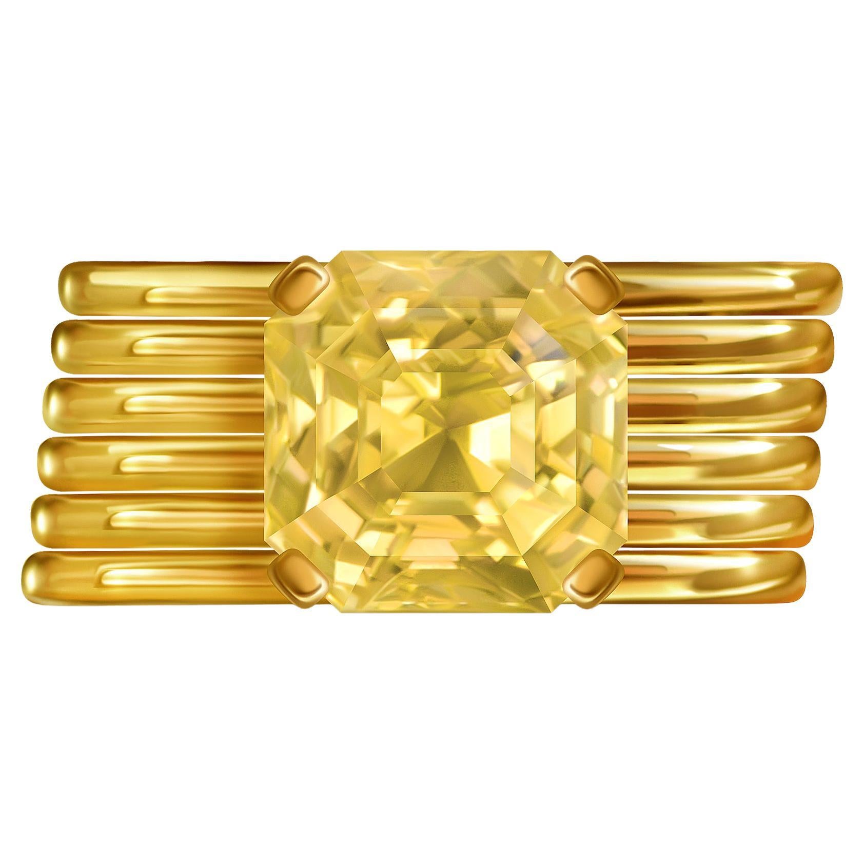 4,08 Carat Natural Yellow Sapphire 18 Karat Yellow Gold Ring "Kinetics" by D&A