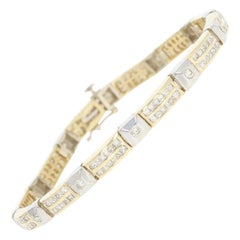4.08 Carat Princess Cut Diamond Bracelet, 14 Karat Yellow Gold Link 4.08 Carat Princess Cut Diamond Bracelet, 14 Karat Yellow Gold Link