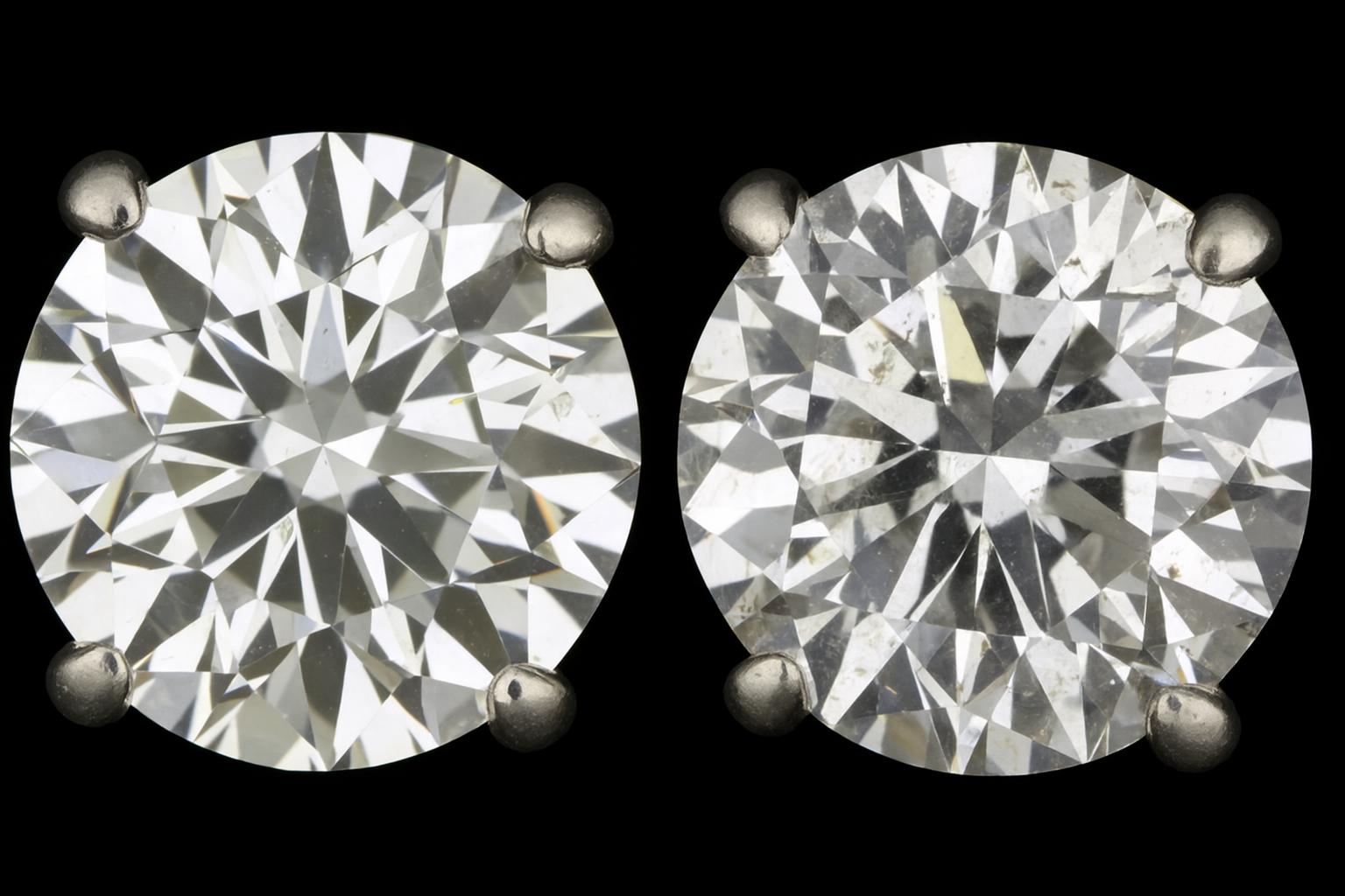 Boucles d'oreilles diamant rond de 4,08 carats Brilliante -   Terre naturelle extraite