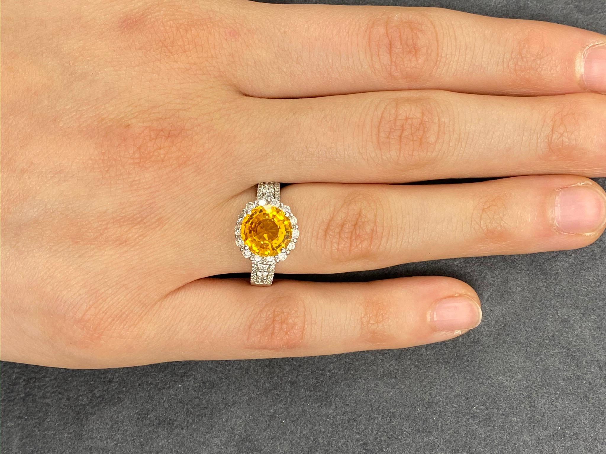 4.08 Carat Yellow Sapphire and Diamond Cocktail Ring In New Condition In Great Neck, NY
