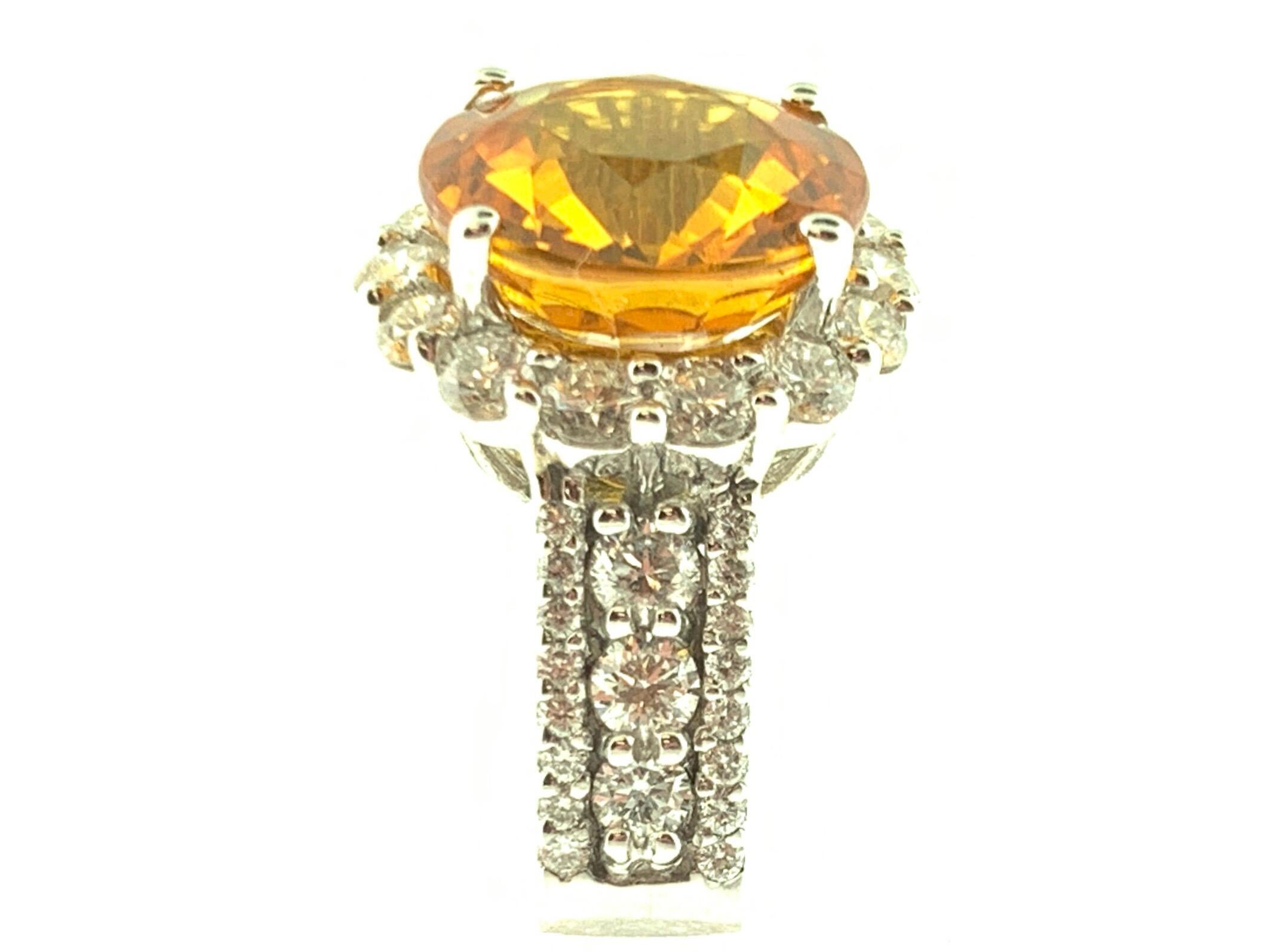 4.08 Carat Yellow Sapphire and Diamond Cocktail Ring 1