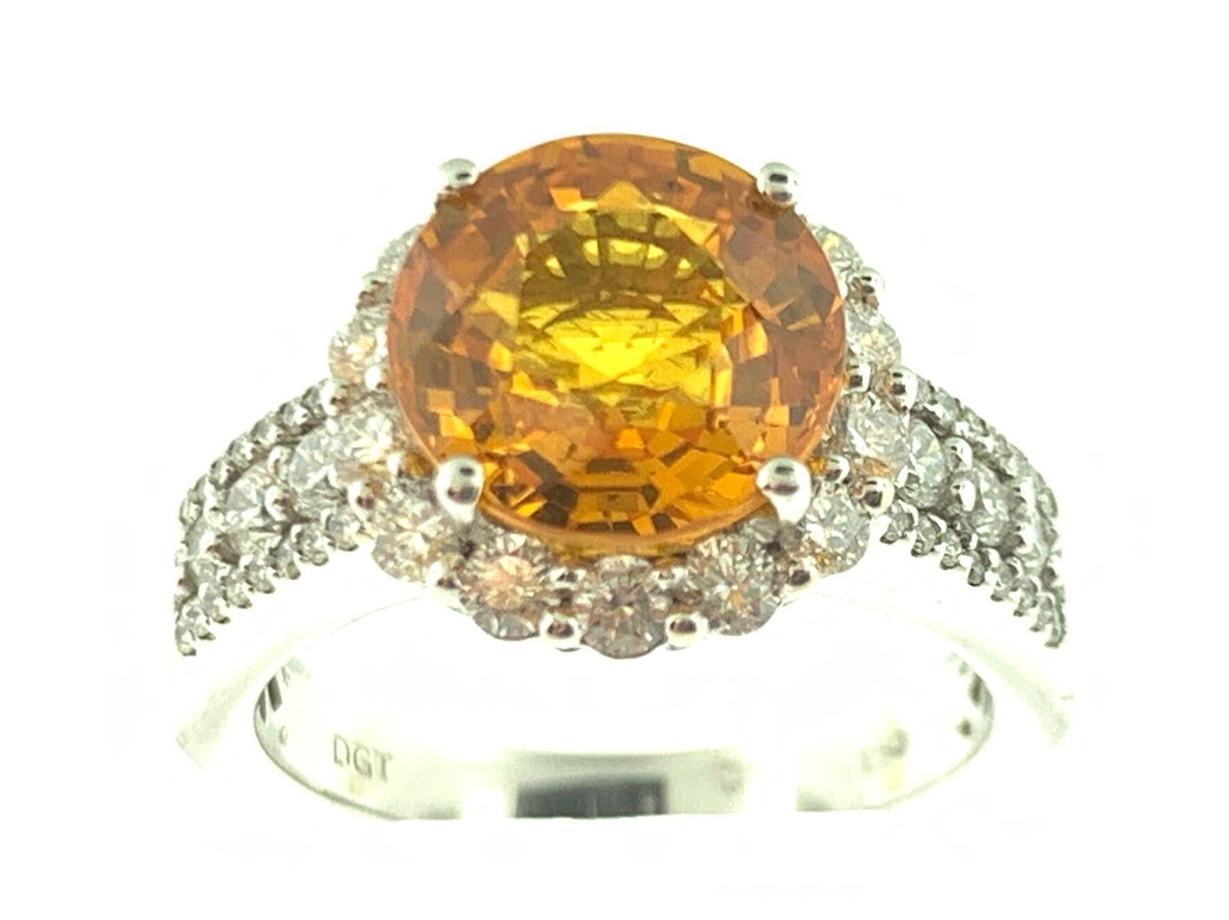 4.08 Carat Yellow Sapphire and Diamond Cocktail Ring 2