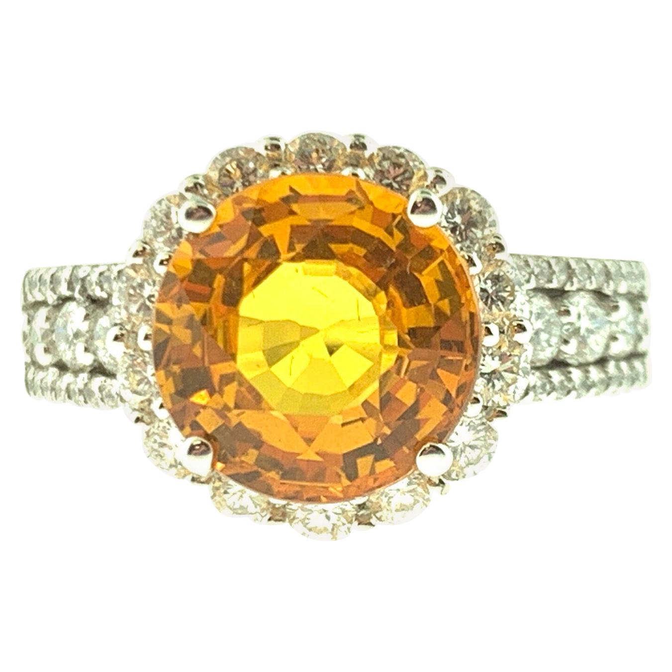4.08 Carat Yellow Sapphire and Diamond Cocktail Ring