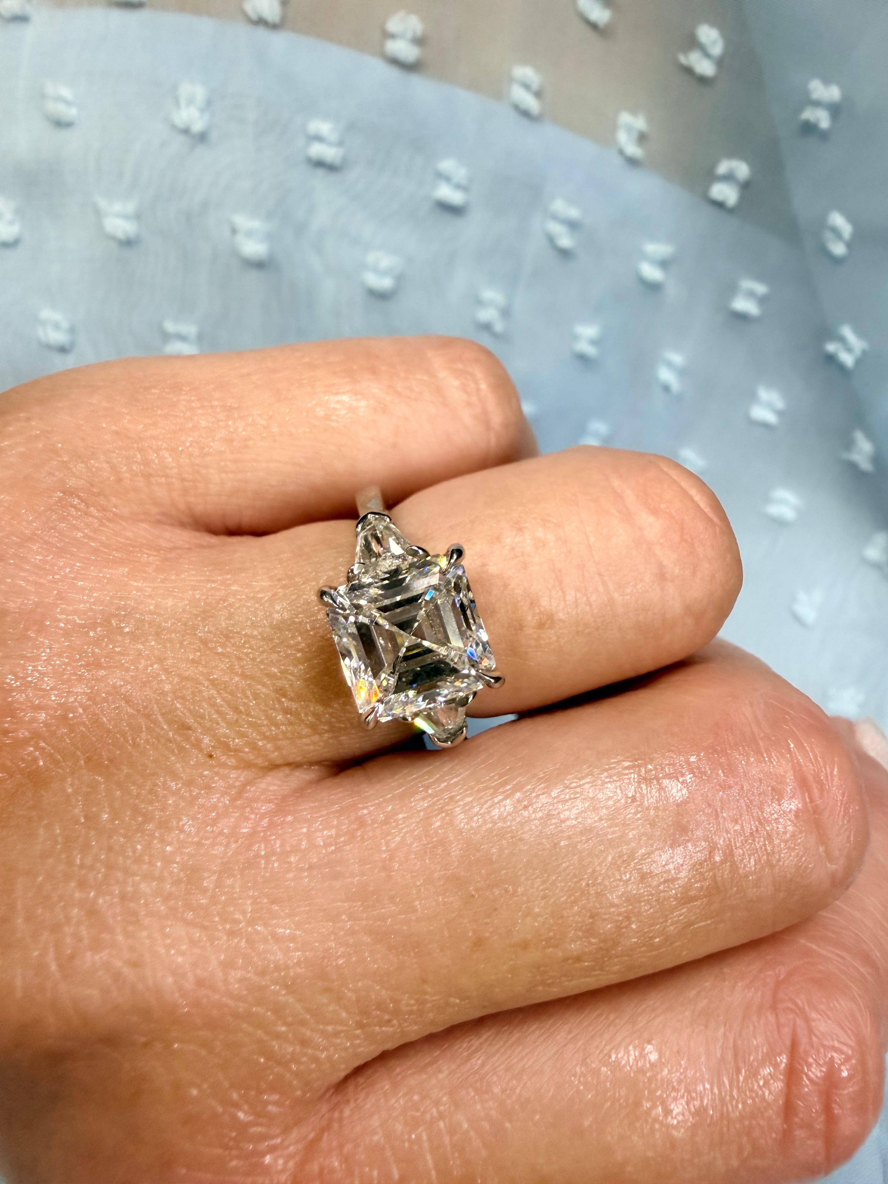 4,08 Karat Diamantring mit Asscher-Schliff aus Platin, GIA-zertifiziert im Angebot 4