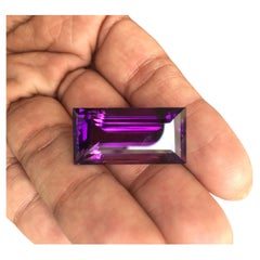 40.8 Carats Natural Amethyst Baguette Cut Stone Brazilian Reddish Purple Gem