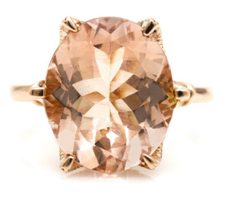 4.08 Carat Natural Morganite and Diamond 14 Karat Solid Rose Gold Ring In New Condition For Sale In Los Angeles, CA