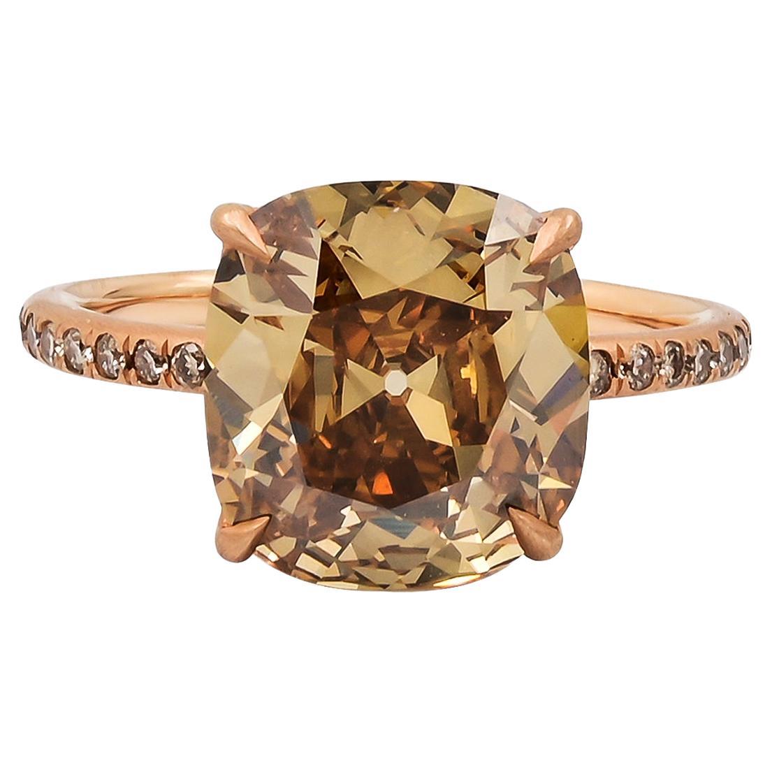 4.08 ct. Brown Yellow Diamond Engagement Ring