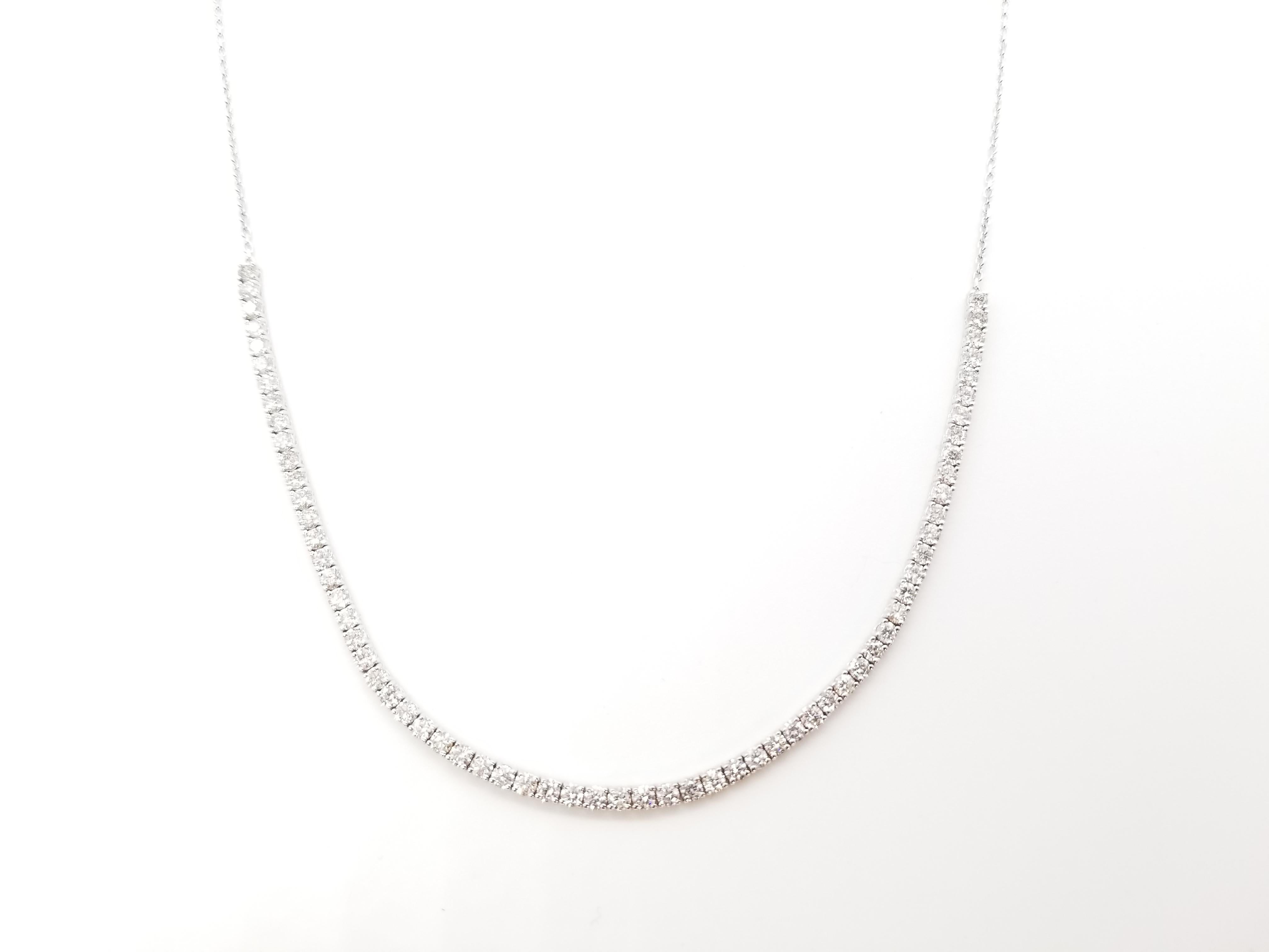 4.08 Ctw Mini Diamond Tennis Necklace 14 Karat White Gold 22'' In New Condition For Sale In Great Neck, NY