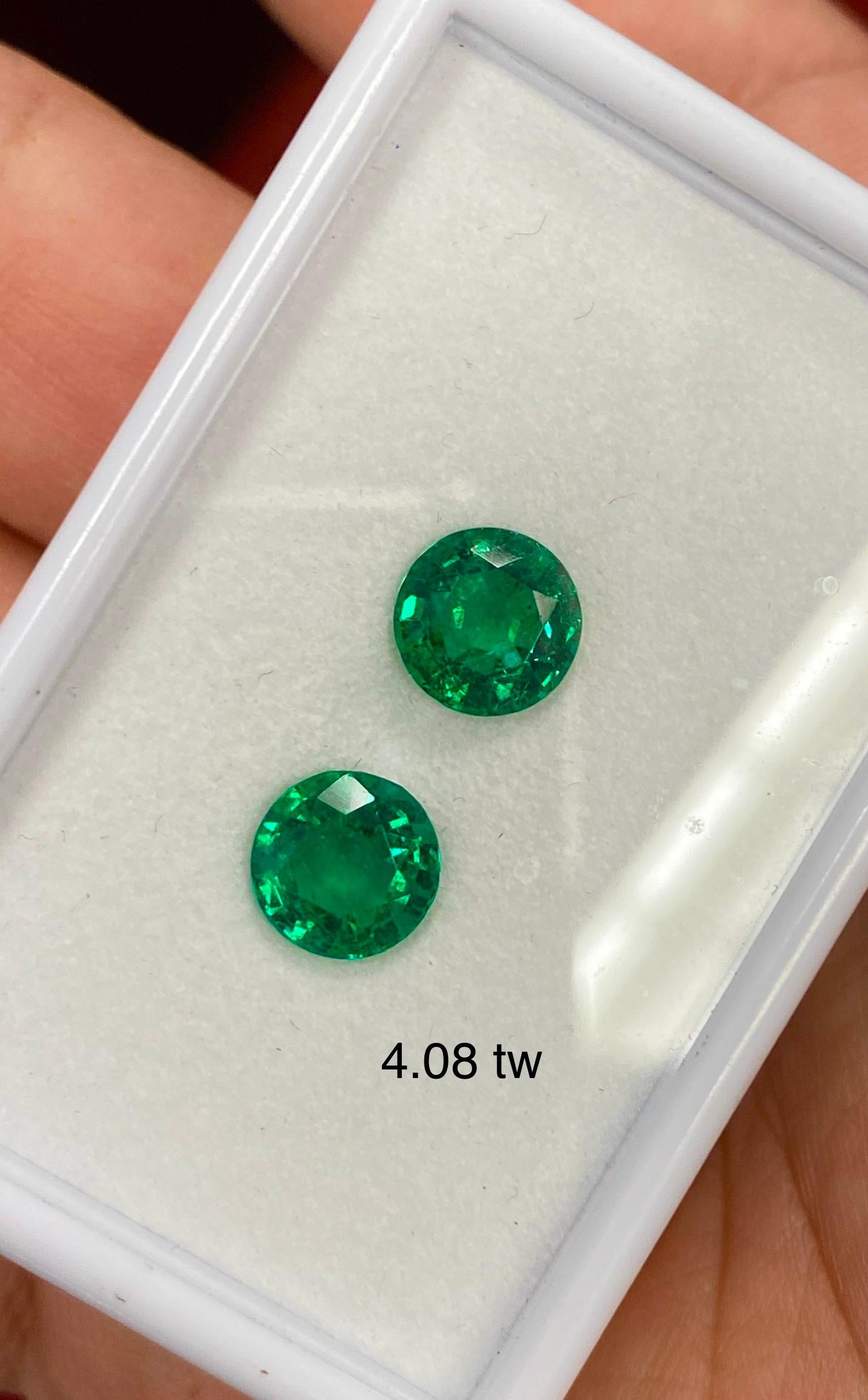 Emerald Cut 4.08ct round Emerald earrings. GIA certified. For Sale
