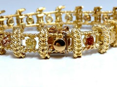 4.08ct Natural Yellow Orange Green Brown Fancy Color Diamonds Link Bracelet 14kt