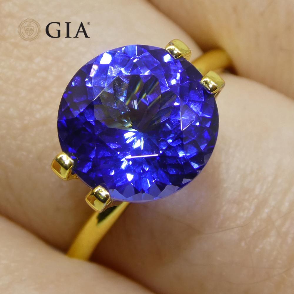 Brilliant Cut 4.08ct Round Violet-Blue Tanzanite GIA Certified Tanzania   For Sale