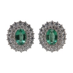 4.09 Carat Emerald and Diamond Earring in 18 Karat Gold