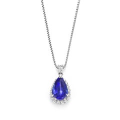 4.09 Carat Natural 'AAA' Tanzanite and Diamond Pendant Made in Platinum