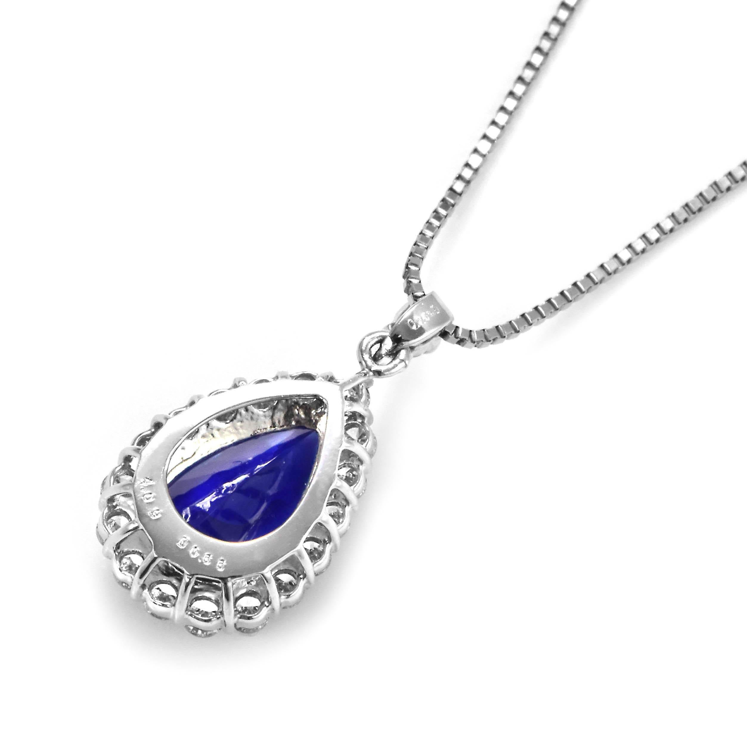 Modern 4.09 Carat Natural 'AAA' Tanzanite and Diamond Pendant Made in Platinum For Sale