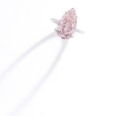 4.09 Carat Pear Statement Fancy pink  Diamond Ring Gold Sunlit Royal Radiance