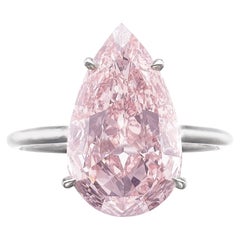 4.09 Carat Pear Statement Fancy pink  Diamond Ring Gold Sunlit Royal Radiance