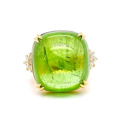 40.90 Karat Peridot Fancy Diamant Gelbgold Ring