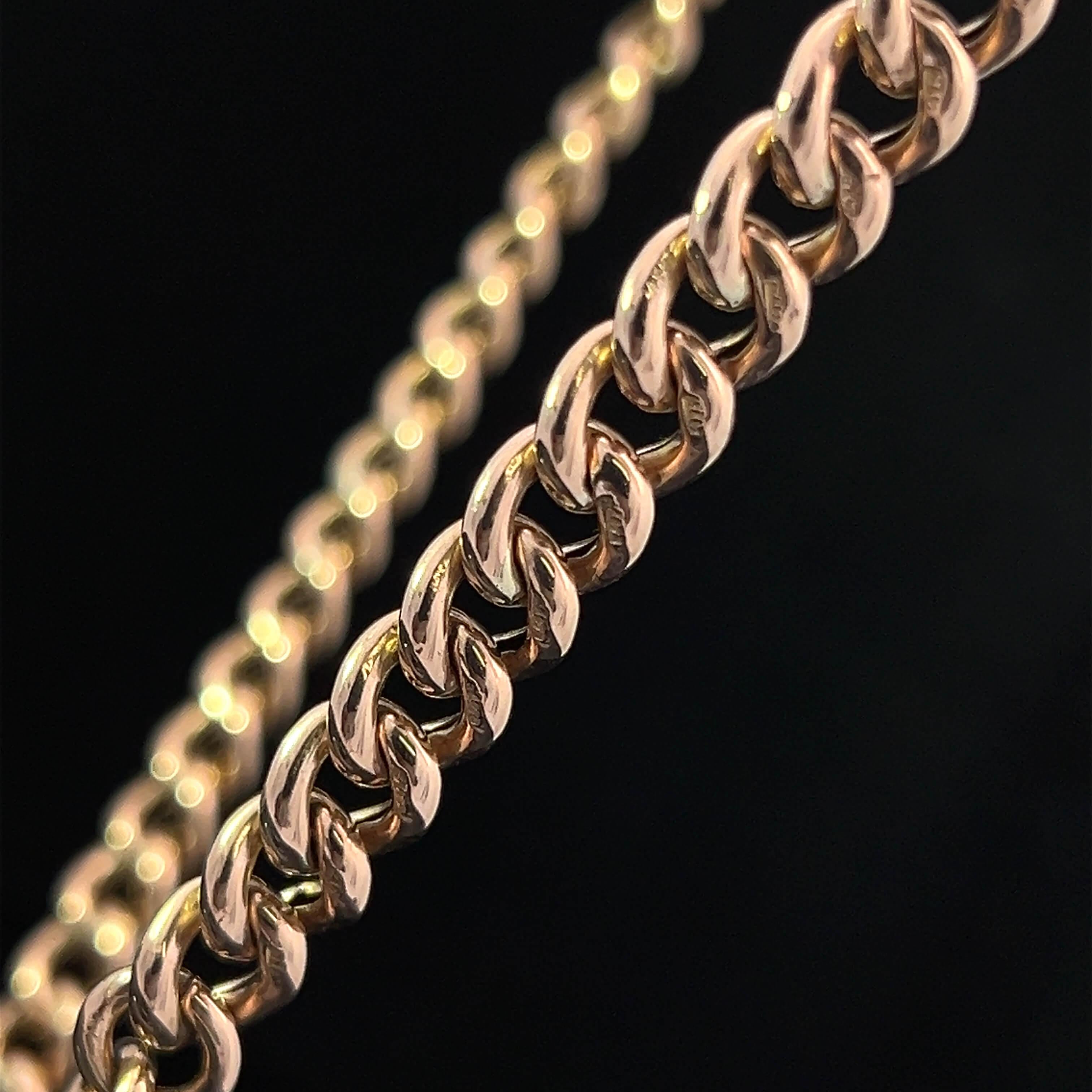 40cm Edwardian 9k Gold Fob Chain Hallmarked 1904 1