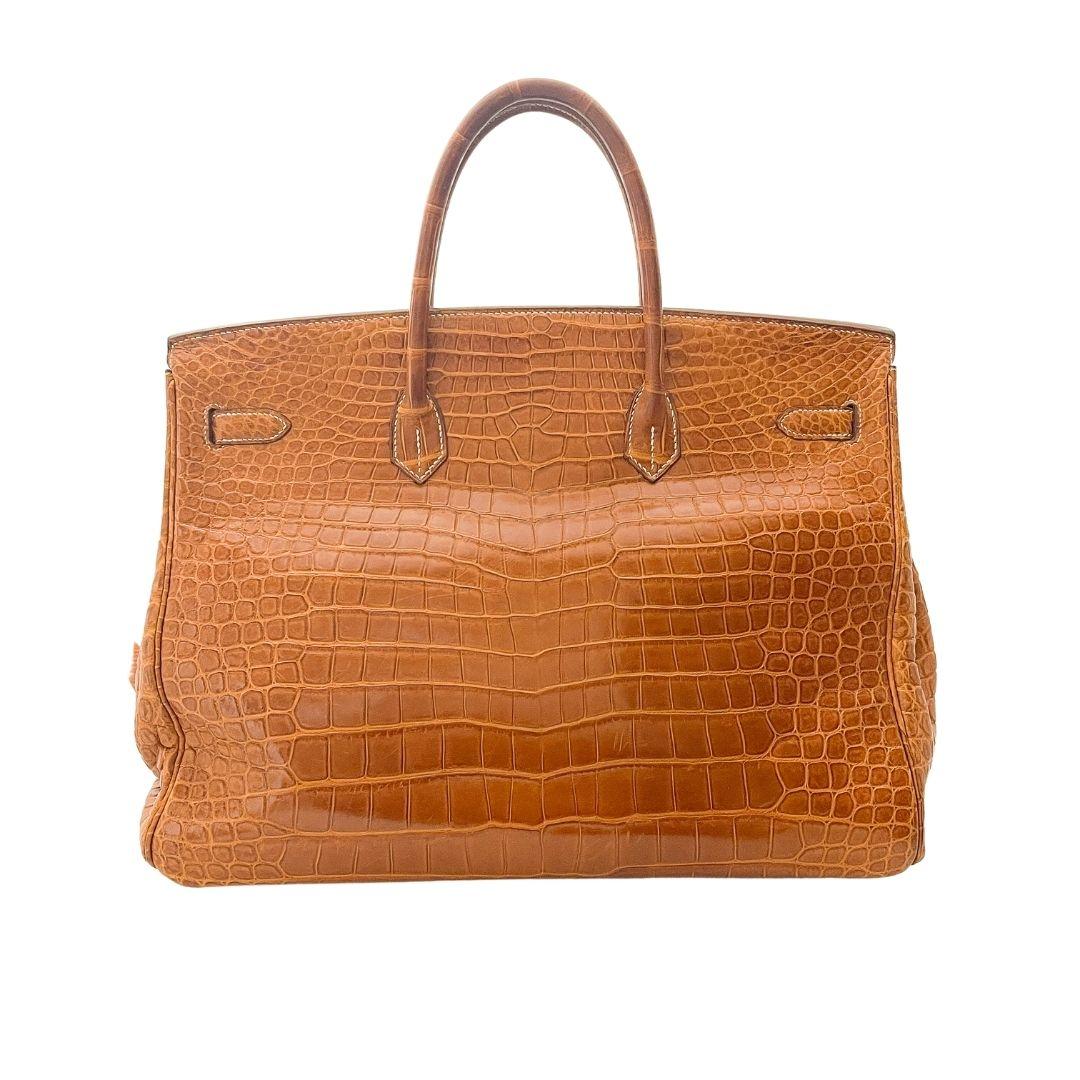 40cm Rare Cognac (Orange-Brown) Crocodile Hermes Birkin Handbag  3