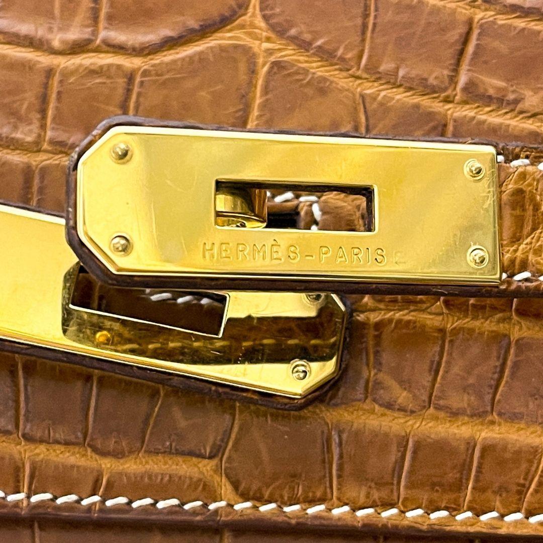 40cm Rare Cognac (Orange-Brown) Crocodile Hermes Birkin Handbag  4
