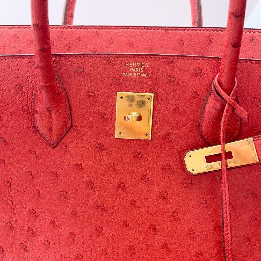 Women's 40cm Rare Red (rougue) Ostrich Hermes Birkin Handbag 